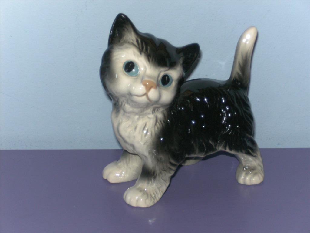 Vintage beeldje: kat. (coopercraft), Enlèvement ou Envoi, Utilisé, Chien ou Chat, Statue ou Figurine