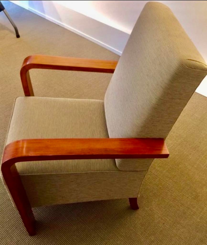 elegante Art Deco fauteuil in Macassar ebbenhout, Ophalen of Verzenden, Gebruikt, Hout
