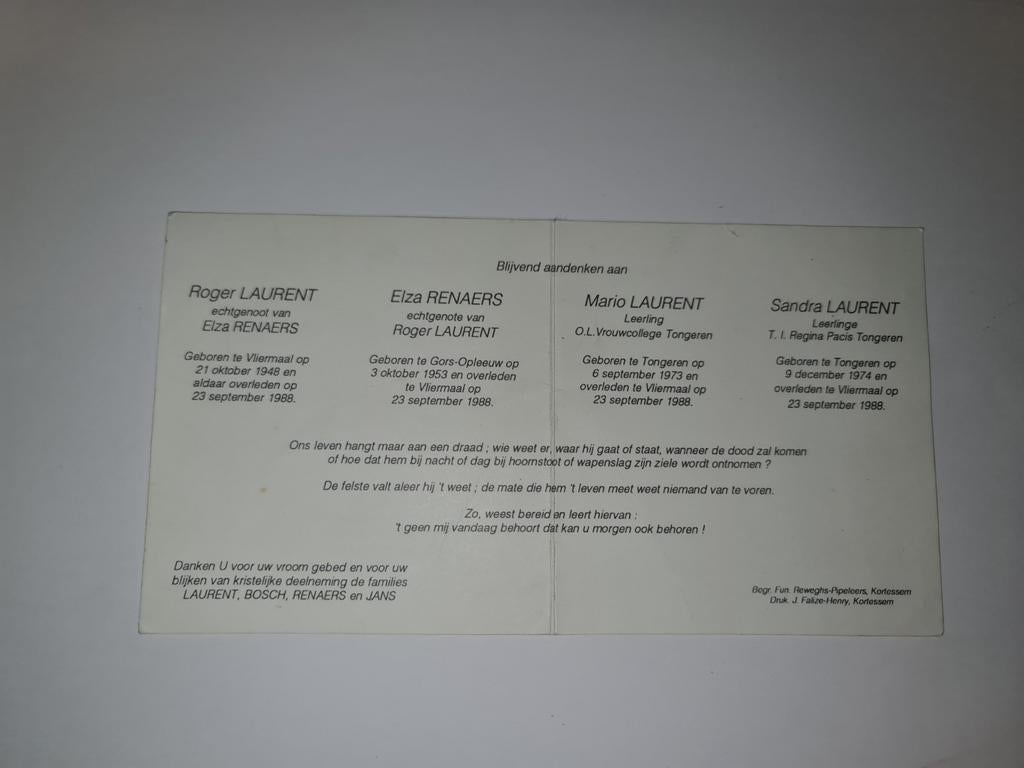 Carte de prière pour le théâtre familial, Enlèvement ou Envoi, Image pieuse