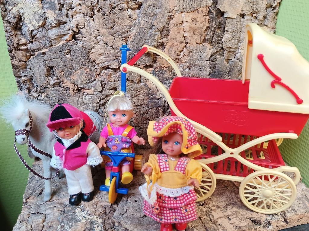 vintage simba poppetjes met pony, driewieler en poppenwagen, Verzamelen, Ophalen of Verzenden, Gebruikt