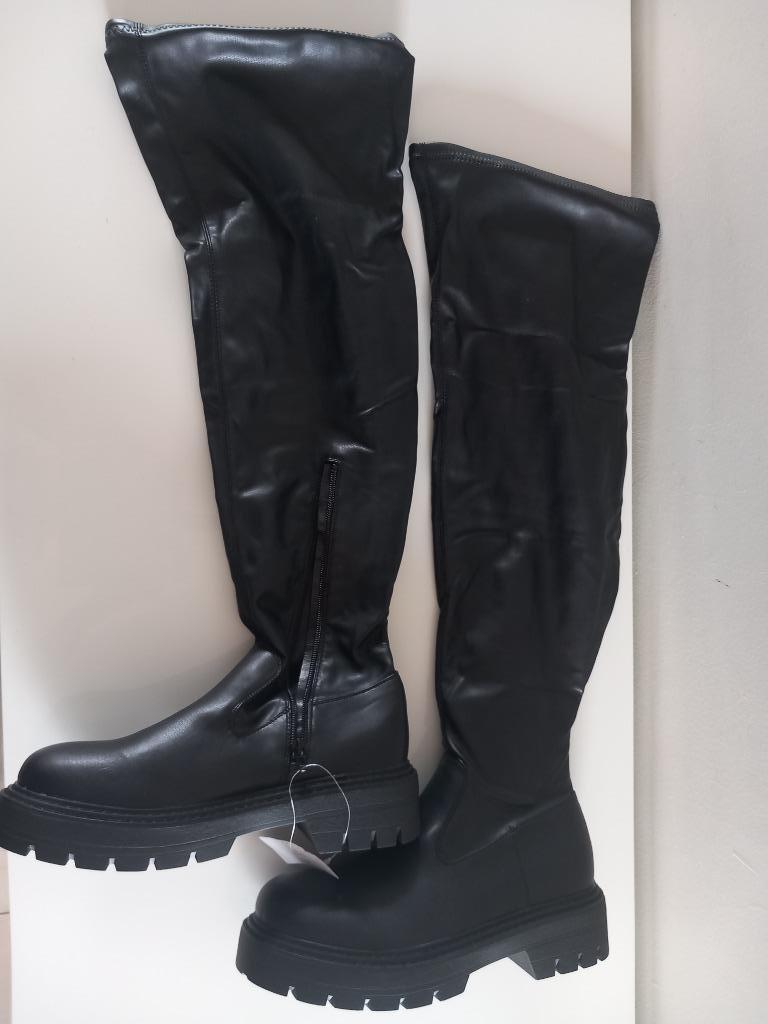 *nieuw* knielaars chunky cleated boot Punk Goth bottine, Hoge laarzen, Zwart, Nieuw, Ophalen of Verzenden