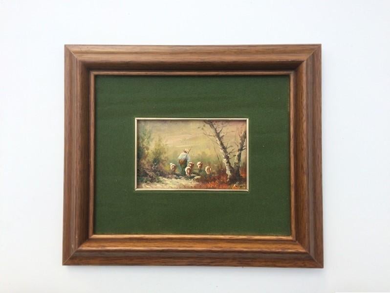 Olie op paneel: M. Ferran, " Herfst Landschap " (32 x 27), Huis en Inrichting, Woonaccessoires | Schilderijen, Tekeningen en Foto's