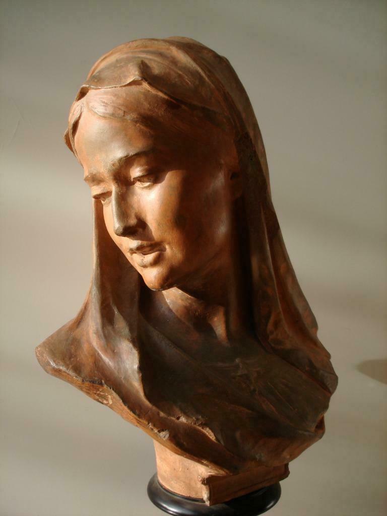 A VAN BEURDEN Sr. 1854-1938 ancien portrait buste terrecuite, Antiquités & Art, Art | Sculptures & Bois, Enlèvement