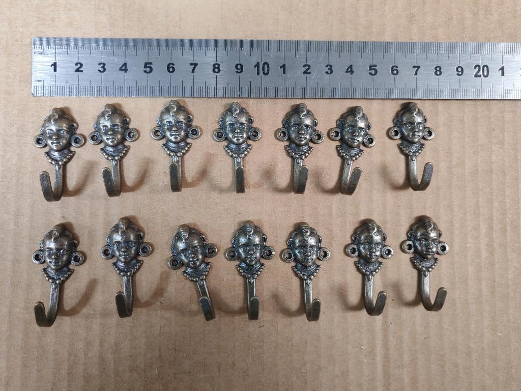 lot de 14 patères chérubin angelot bronze vintage, Enlèvement ou Envoi, Bronze