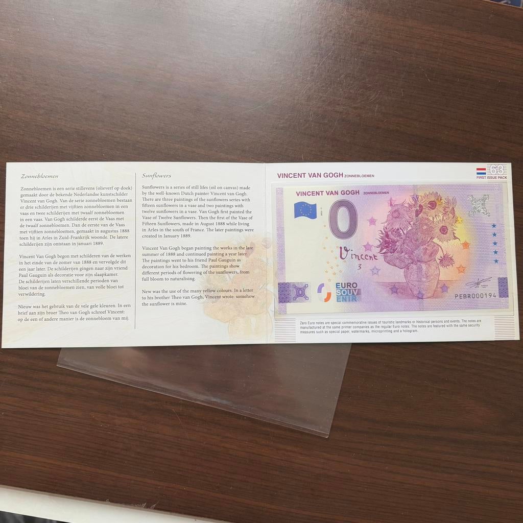 0 Euro souvenir biljet Van Gogh Zonnebloemen, Postzegels en Munten, Bankbiljetten | Europa | Eurobiljetten, Setje, Ophalen of Verzenden