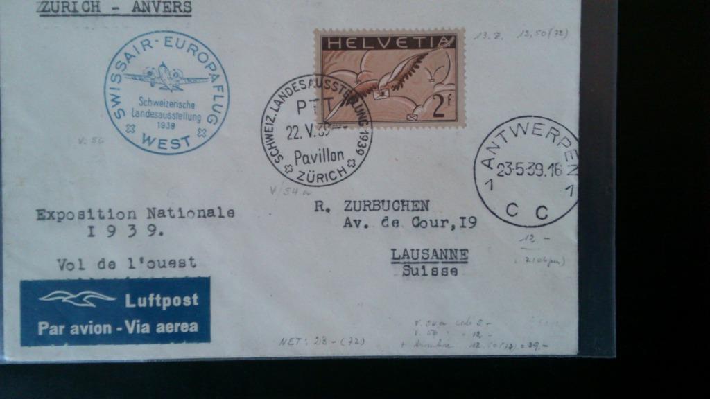 Lettre Suisse Expo 1939, Envoi, Lettre