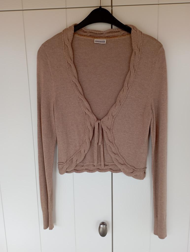 Street One lichtbruine V-hals bolero met bindlintjes, Kleding | Dames, Truien en Vesten, Maat 38/40 (M), Bruin, Street One, Ophalen of Verzenden