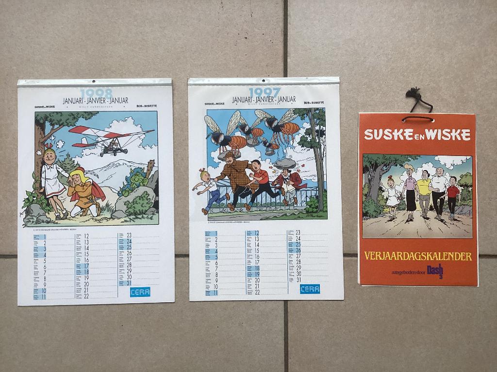 3 oude kalenders van Suske en wiske, Ophalen of Verzenden, Suske en Wiske, Gebruikt