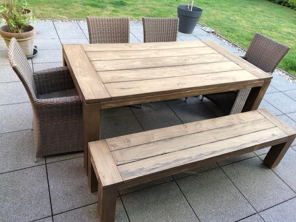Teak tuinset, Tuin en Terras, Tuintafels, Ophalen, Gebruikt, Wicker