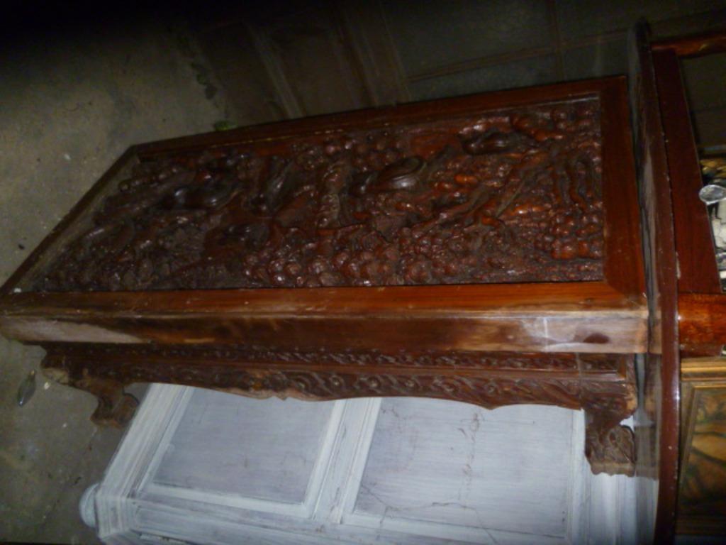 GROOTE OUDE GESCHULPTEERDE CHINEESE SALONTAFEL, Ophalen of Verzenden