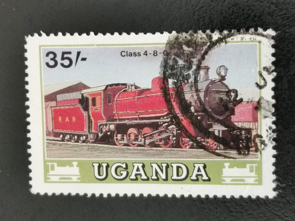 Oeganda 1988 - spoorwegen, treinen, locomotief, Postzegels en Munten, Ophalen of Verzenden, Gestempeld