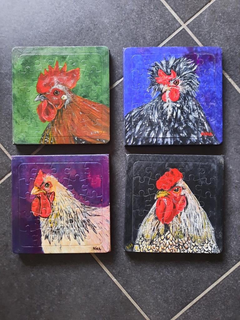 Schilderijtjes kip op puzzel, Enlèvement