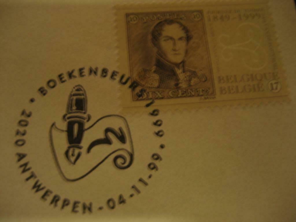 2 postzegels 2817 en 2818 met afstempeling boekenbeurs 1999, Met envelop, Ophalen of Verzenden, Gestempeld, 1e dag stempel