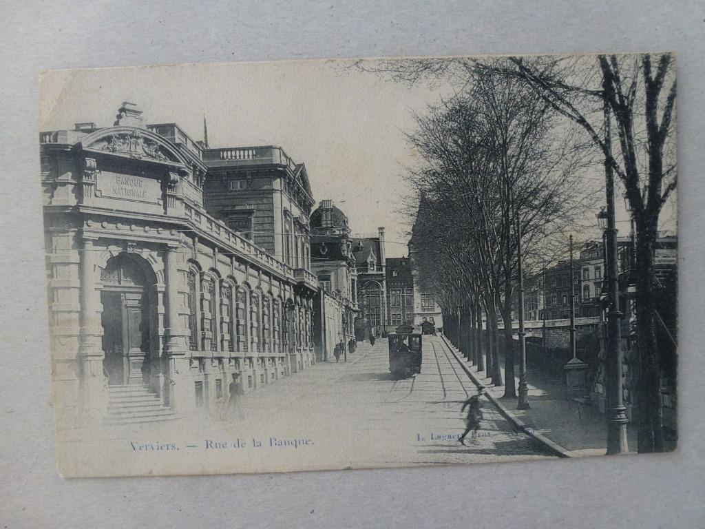 Carte Postale Verviers Rue de la Banque, Envoi, Avant 1920, Affranchie, Ville ou Village