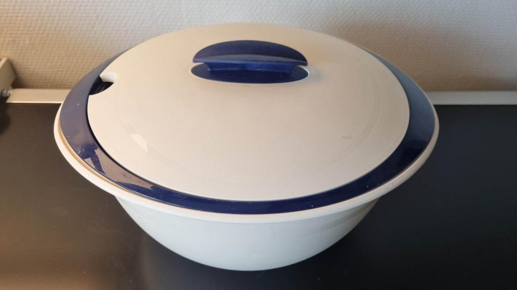 Tupperware Thermo-Duo Iso-Duo 4,3L bleu et crème pour servi, Envoi, Utilisé, Bleu