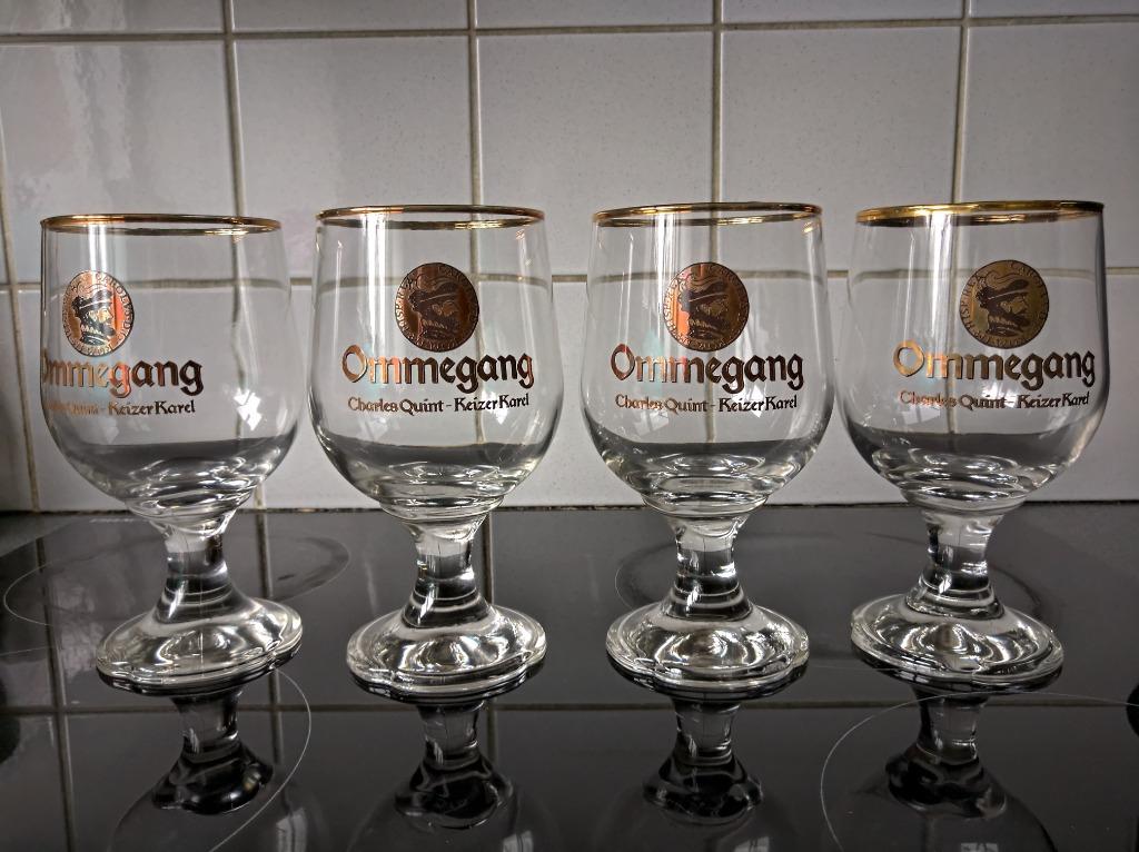4 GLAZEN OMMEGANG KEIZER KAREL TE KOOP, Verzamelen, Ophalen of Verzenden, Zo goed als nieuw, Bierglas