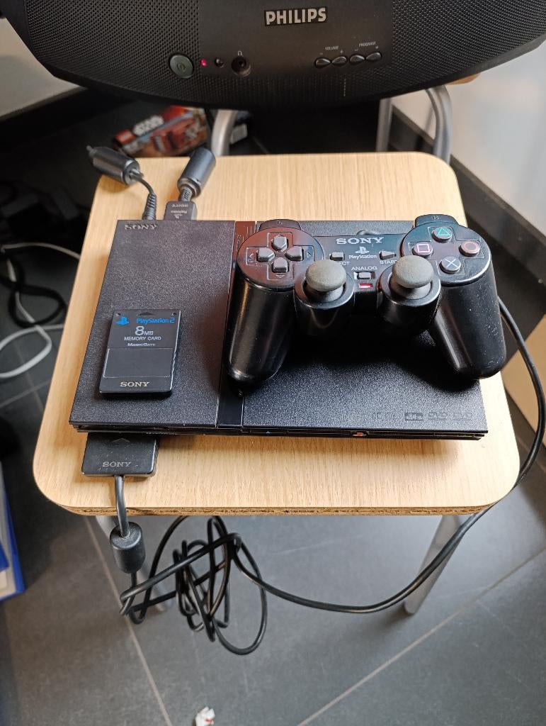 Playstation 2 slim avec 1 manette et carte mémoire + 22jeux, Enlèvement ou Envoi, Slim
