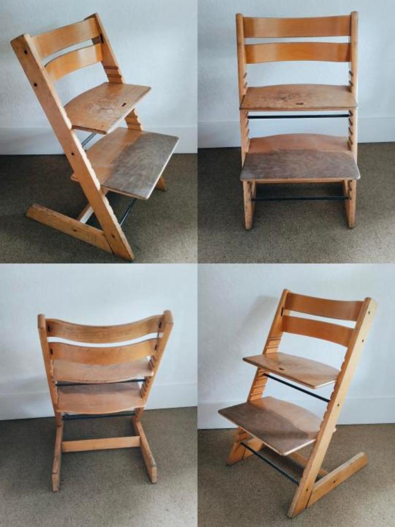 Vintage stokke tripp trapp kinderstoel, Ophalen, Gebruikt