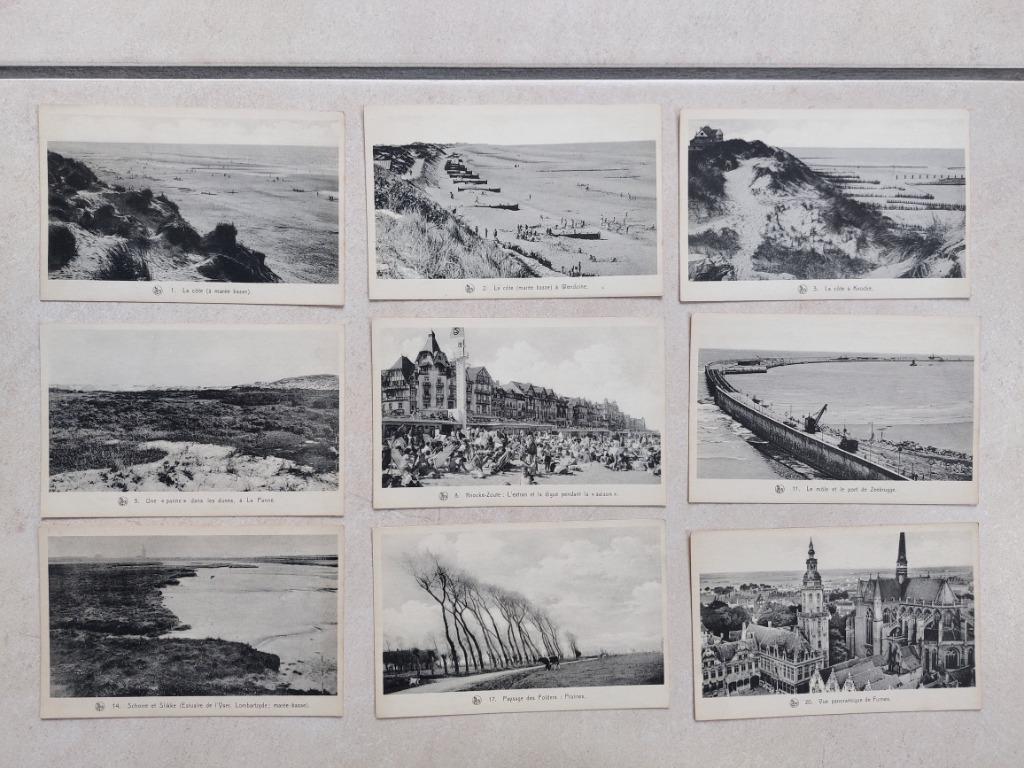 lot van 9 oude postkaarten La Flandre Maritime, Envoi