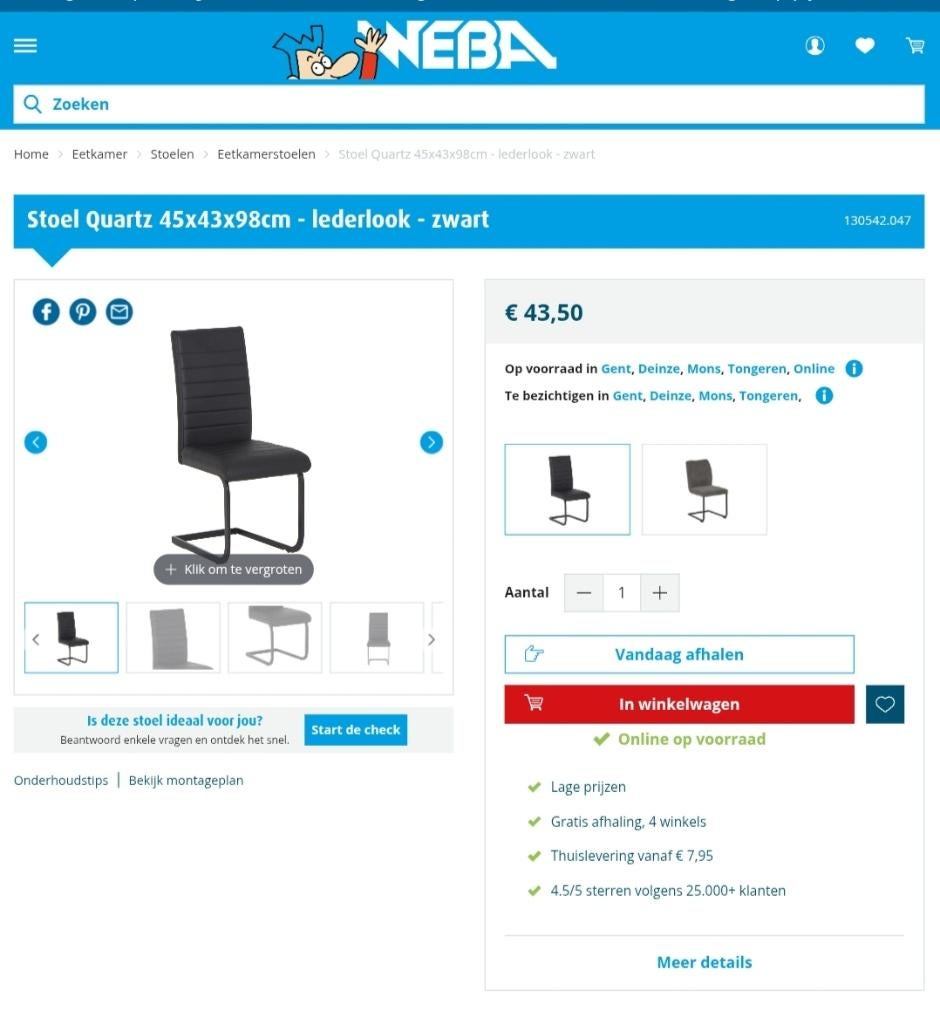 6 lederen stoelen, zgan, Ophalen