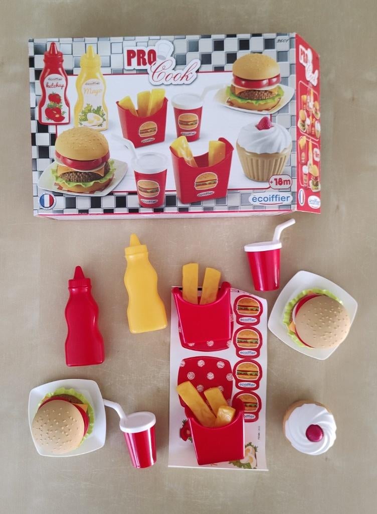 Plastic speelset Ecoiffier fastfood, Ophalen of Verzenden, Zo goed als nieuw, Kunststof, Speelkeuken-accessoire