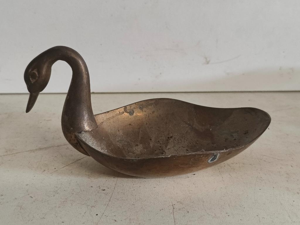 Vintage koperen schaaltje in de vorm van een zwaan, Antiek en Kunst, Ophalen of Verzenden