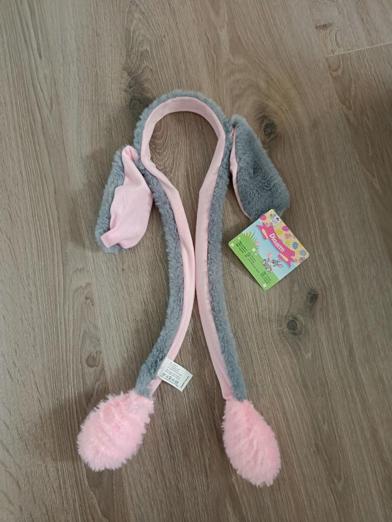 Konijnenoren diadeem (Grijs met roze), Ophalen of Verzenden, Nieuw, Jongen of Meisje