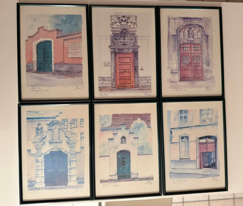 6 aquarellen van Gentse schoolpoorten (G. Boerjan - 1986), Ophalen