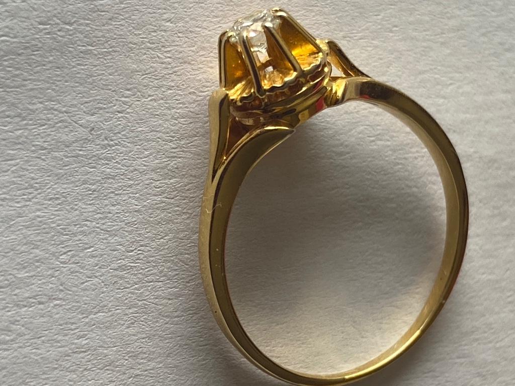 18k gouden ring met diamant, Bijoux, Sacs & Beauté, Bagues, Neuf, Jaune, Or, Enlèvement