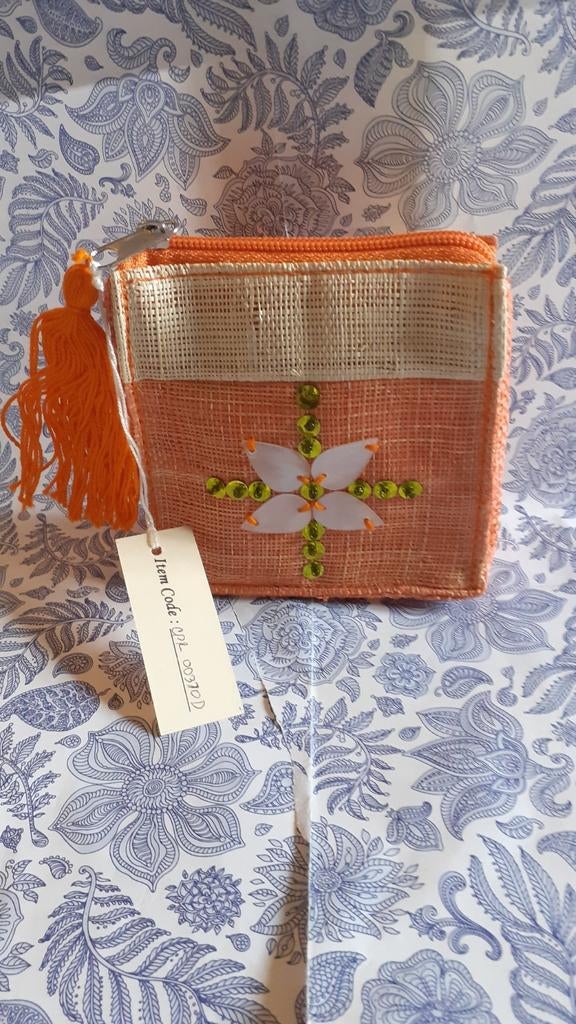 Porte monnaie pochette en jute orange neuf, Handtassen en Accessoires, Portemonnees, Nieuw, Oranje, Ophalen of Verzenden