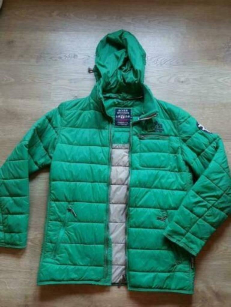 groene dons jas van River woods maat 164, Gebruikt, River woods, Ophalen of Verzenden, Jongen