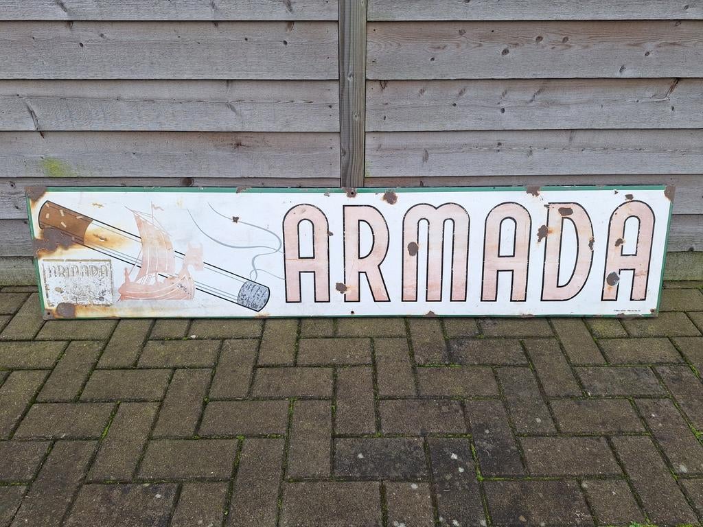 Emaille reclamebord Armada 1961, Verzamelen, Merken en Reclamevoorwerpen, Ophalen, Gebruikt, Reclamebord