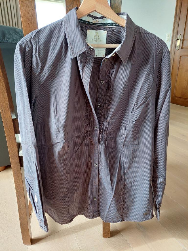 Bruine bloes met licht streepje met lange mouwen, Vêtements | Femmes, Taille 42/44 (L), Enlèvement ou Envoi, Brun, Porté