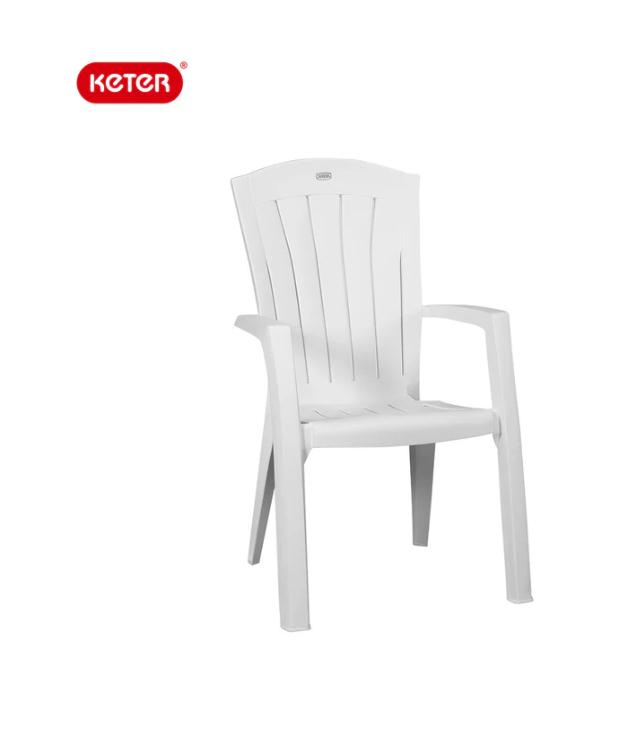 Keter Jardin tuinstoel wit hoge rugleuning - 4 beschikbr, Tuin en Terras, Ophalen, Gebruikt, Stapelbaar