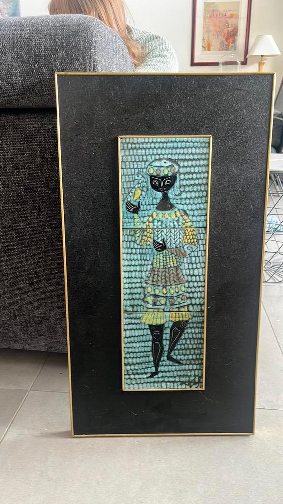 Oud afrikaans keramisch tegel schilderij, Antiek en Kunst, Ophalen
