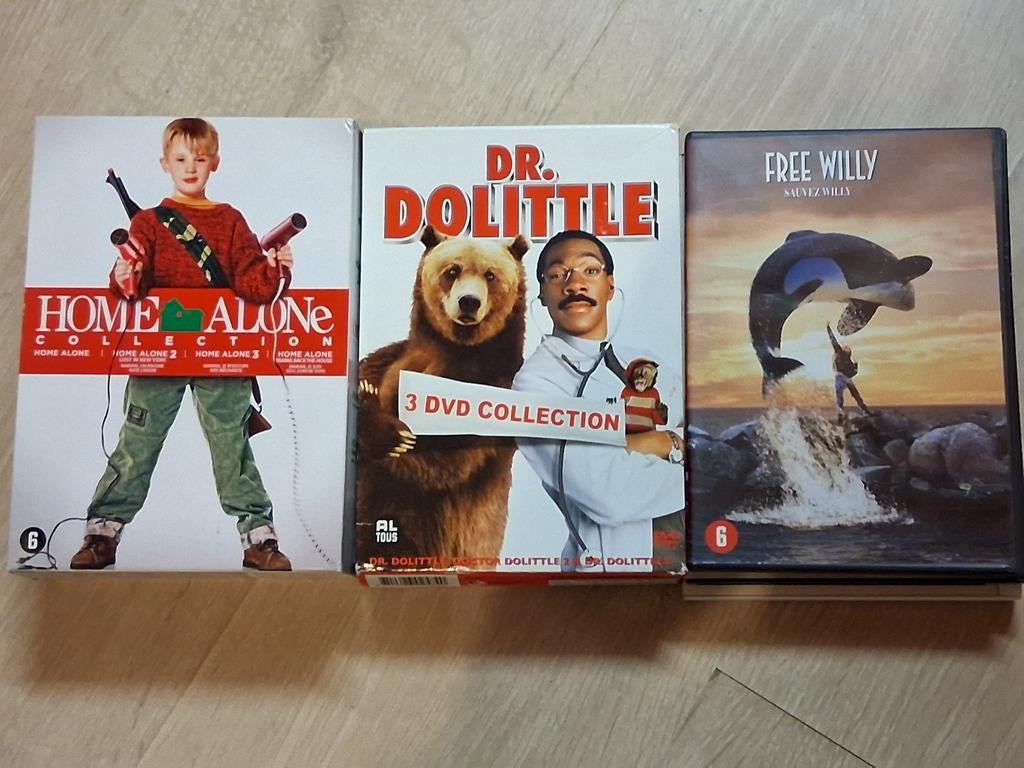 3 filmreeksen; home alone, free Willy,  dr. Dolittle, Alle leeftijden, Boxset, Ophalen of Verzenden, Zo goed als nieuw