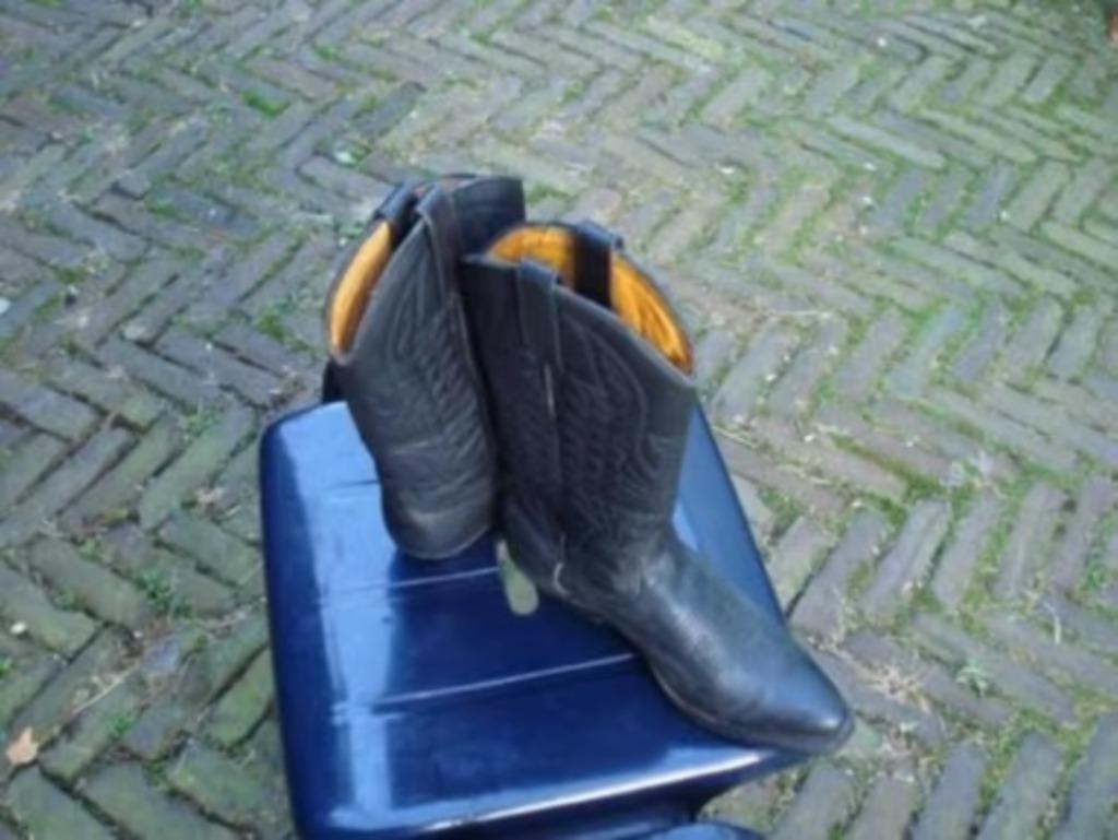 Bottes de cowboy vintage en cuir noir de luxe, livraison gra, Comme neuf, Bottes hautes, Noir, Envoi