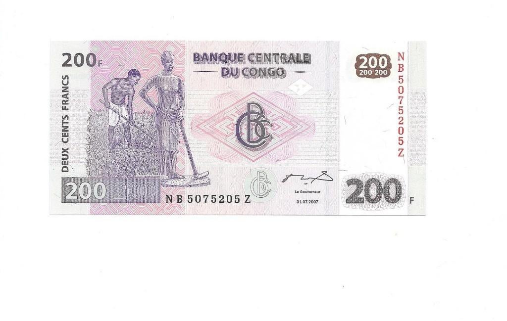 Congo, Dem. Rep., 200 Francs 31/07/2007, UNC. Replacement., Timbres & Monnaies, Billets de banque | Afrique, Enlèvement ou Envoi