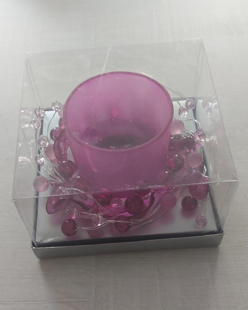 Nieuw verpakte roze theelichthouder, Huis en Inrichting, Ophalen, Nieuw, Overige kleuren, Minder dan 25 cm