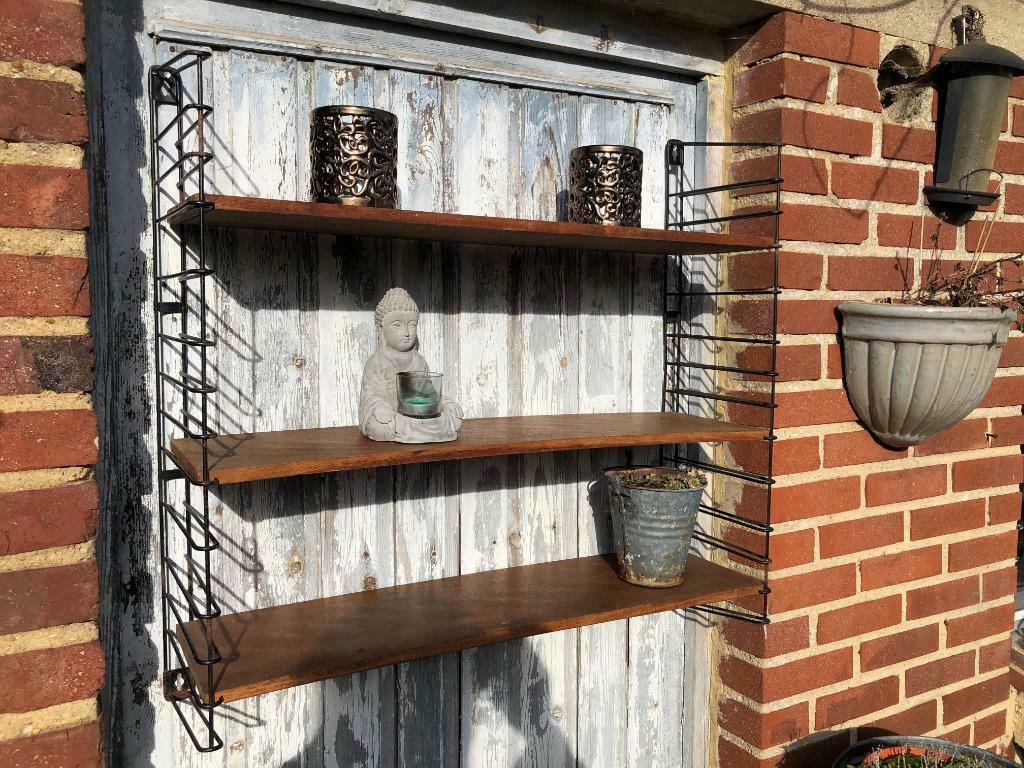 vintage TOMADO wandrekje met houten leggers '60s, Ophalen of Verzenden
