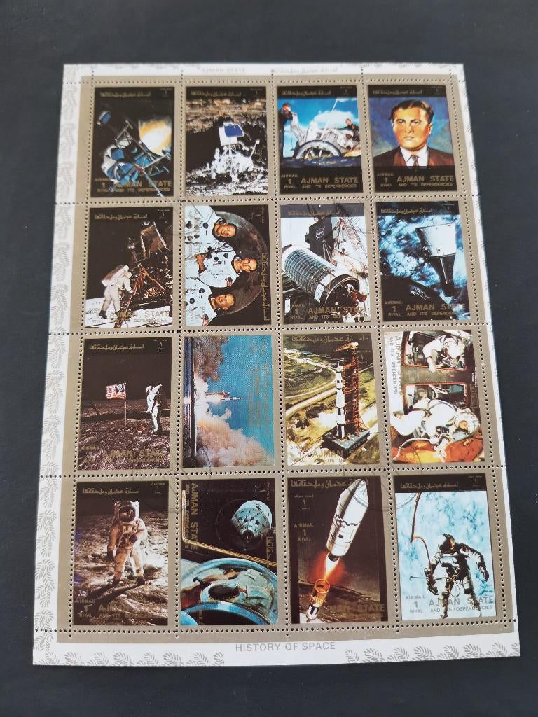 Ajman 1973 - ruimtevaart, Wernher von Braun, maanlanding, Ophalen of Verzenden, Gestempeld, Midden-Oosten