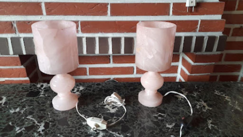 2 x Vintage sixtees Tafellamp volledig in marmer, Ophalen, Zo goed als nieuw, Overige materialen