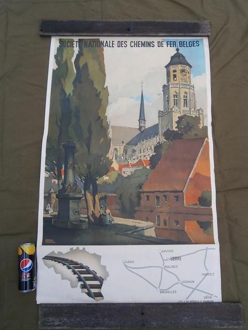 Affiche originale S.N.C.B. - LIERRE - Herman VERBAERE, Enlèvement, Utilisé, Train, Autres types