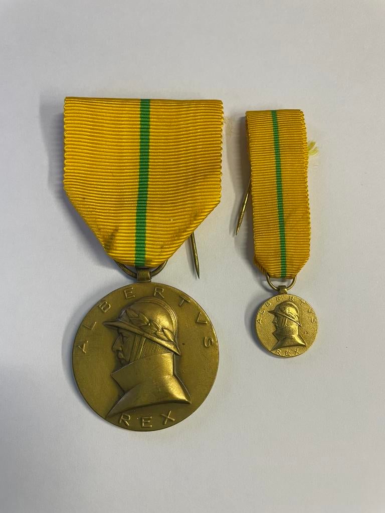 Lot 40: Medaille Albert + miniatuur, Verzamelen, Militaria | Algemeen, Ophalen of Verzenden