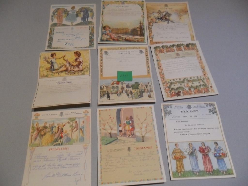 9 oude RTT-telegrammen uit 1953, Verzamelen, Retro, Overige typen, Ophalen of Verzenden