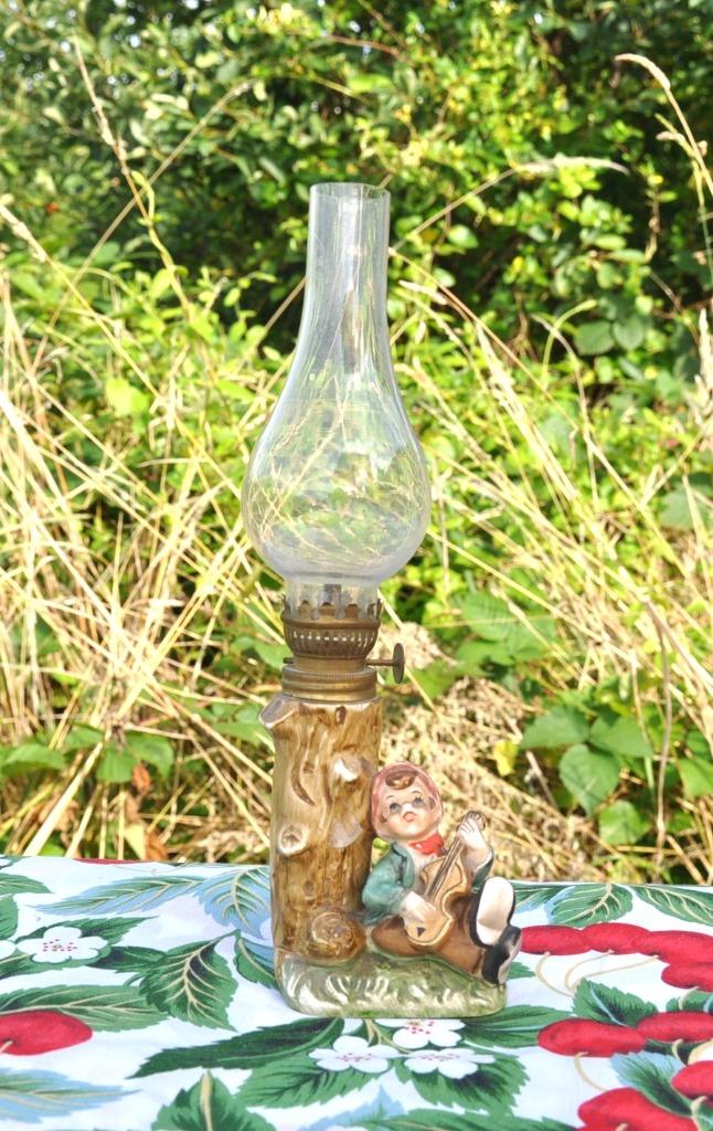 lampe a petrole base statue guitariste, Antiquités & Art, Enlèvement ou Envoi