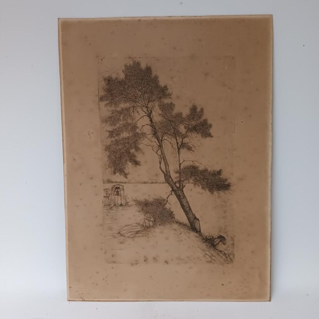 Eugeen Yoors (1879-1975) - Ets - "Op doorreis", Ophalen of Verzenden