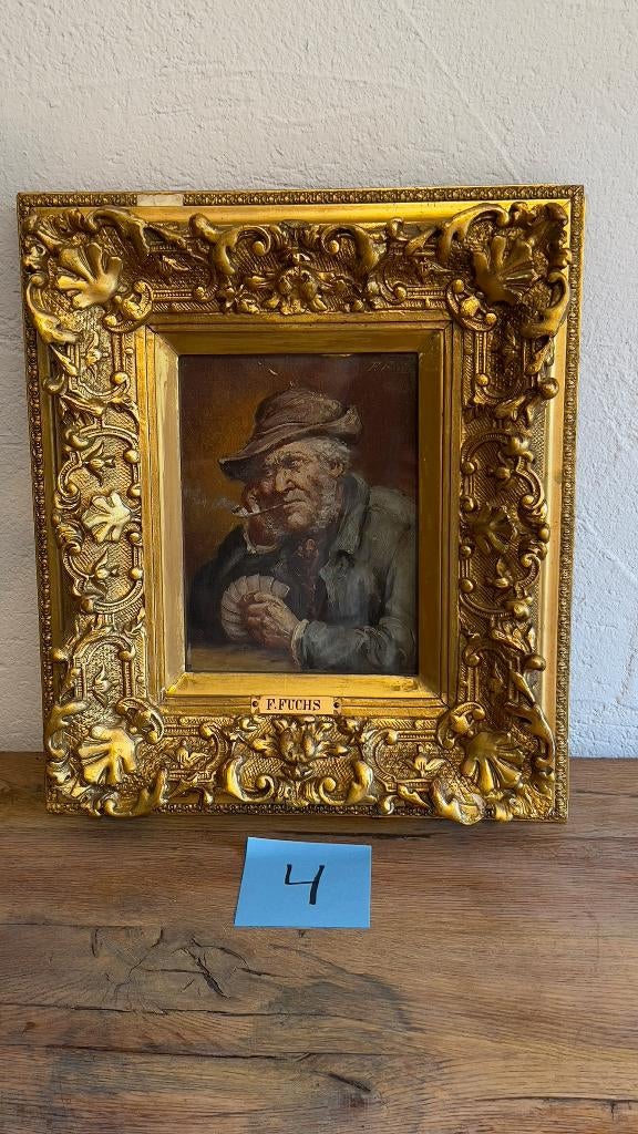 Peinture à l'huile « Card Player » — Felix Fuchs, Enlèvement ou Envoi