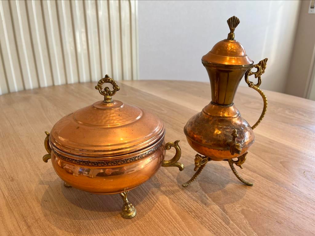 Koperen pot en kan., Ophalen of Verzenden, Koper