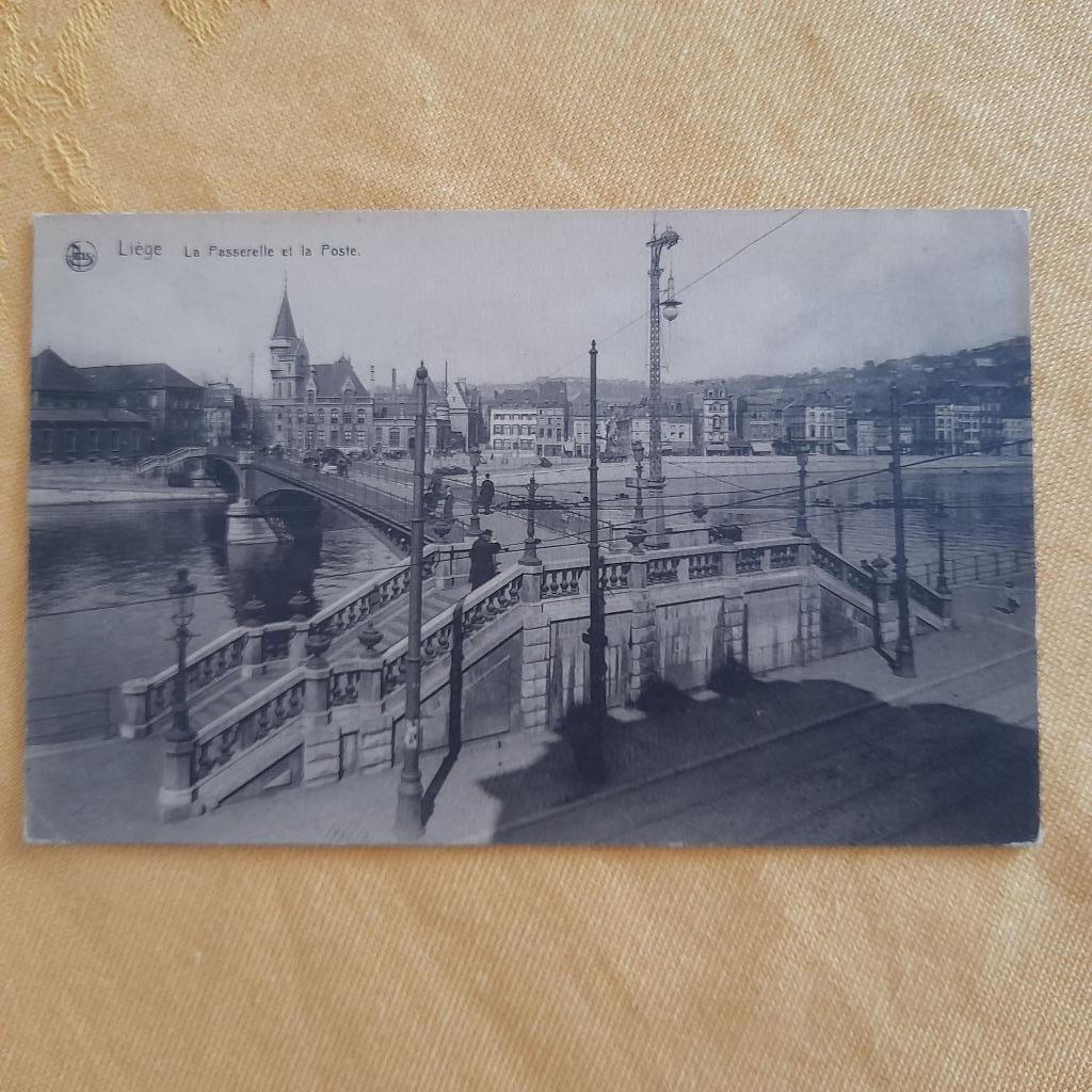 Carte postale, Liège, La Passerelle et la Poste., Enlèvement ou Envoi, Avant 1920, Non affranchie, Liège